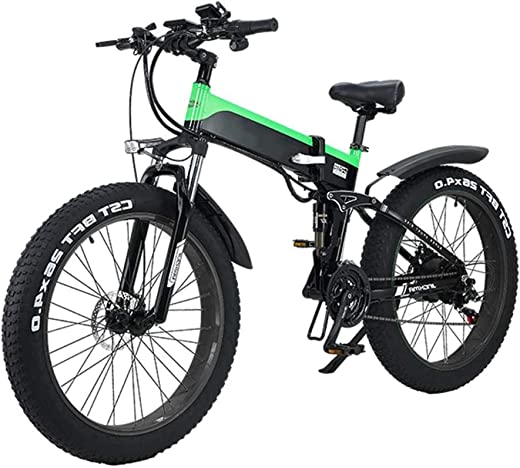 RDJM VTT Electrique Électrique Pliant Mountain City Bike, Affichage LED vélo électrique Commute Ebike 500W 48V 10Ah Moteur, Charge 120 kg Maximum, Portable Facile à Ranger (Color : Green)