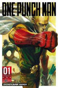 Couverture du volume 1 de One-Punch Man. Histoire par One & ; Art par Yusuke Murata. VIZ Media.