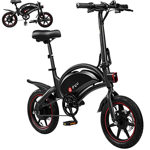 DYU Vélo Électrique Pliant - D3F 14" Vitesse Réglable Urban E-Bike pour Adultes, 36V 10Ah Batterie, Pédalage Assisté Smart E-Bike avec 3 Modes de Conduite, Siège réglable