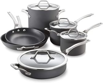 Calphalon Signature Batterie de cuisine anodisée antiadhésive, Noir , 10-Piece